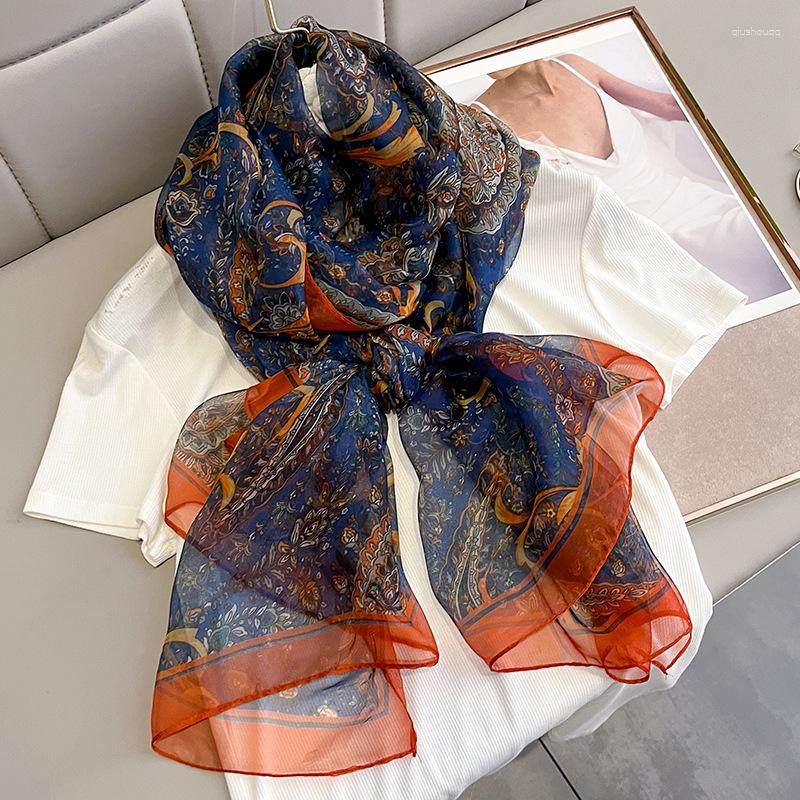 

Scarves Fashion Quality Soft 135 190cm Silk High Foulard Bandanna Long Lrage Shawls Wrpas Lady Hijab Muffler