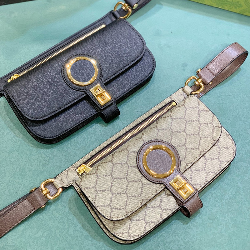 

Designer bag Mens and womens fashion waist pack Solid leather shoulder bag Temperament card purse Classic letter crossbody bag 718154