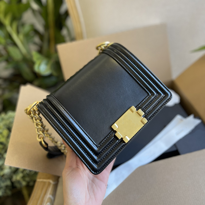 

Top Luxury High Quality Designer Cowhide Crossbody Summer Purse Hobos Shoulder Bag Woc Flap Leather Adjustable Bold Chain Wallet Bags Channel Mini Size 18x16cm, Black 17x14cm