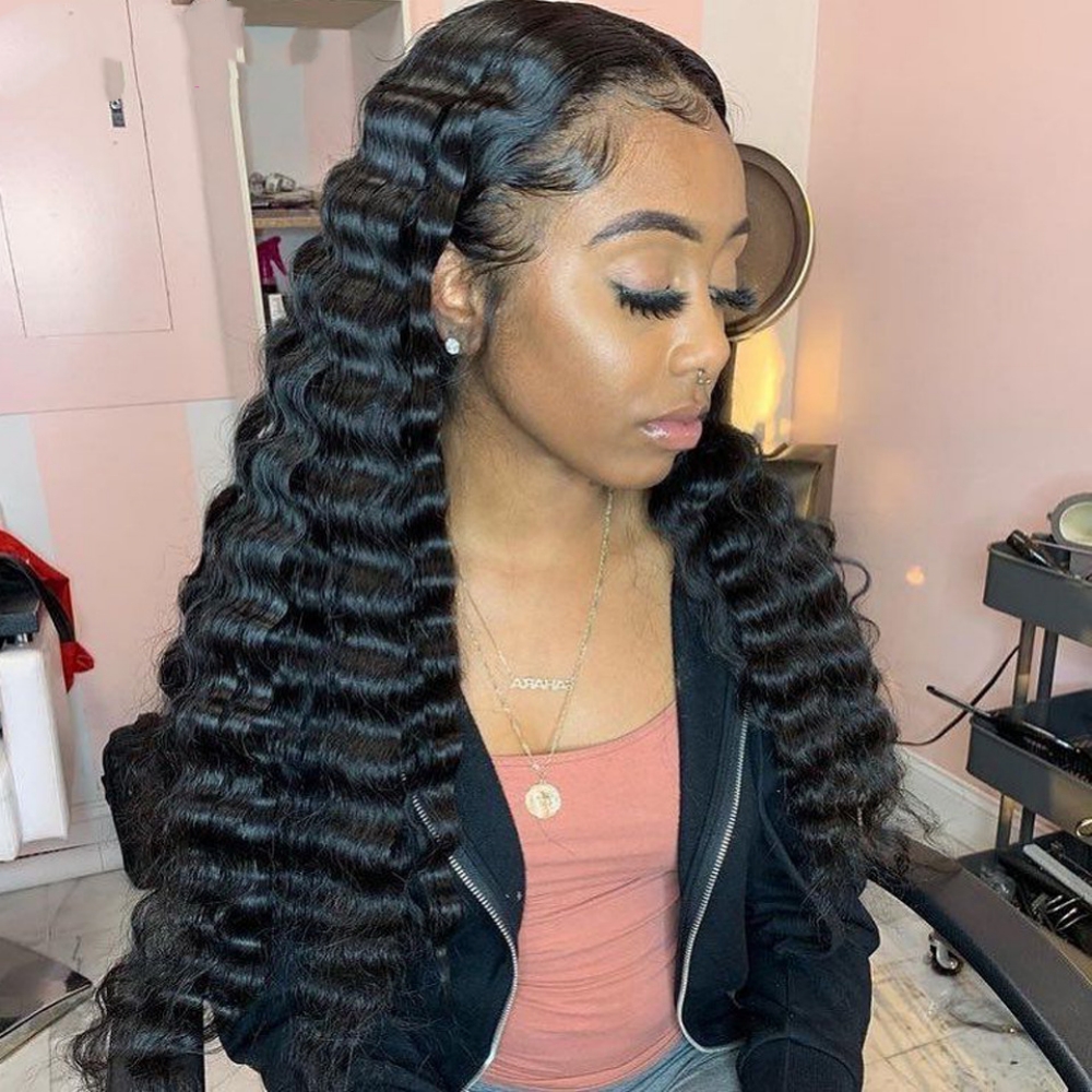 

New Product Loose Deep Wave Wig 4x1 T Part Lace Closure Wig Human Hair Wigs 4x4 Closure Wig for Brazilian Women Remy Hair Pre-Plucked, Natural color