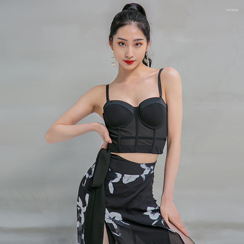 

Stage Wear Female Latin Dance Tops Sling Vest Professional Rumba Tango Samba Practice Clothes Salsa Shirt ChaCha Training Underwear DWY5609, White tops