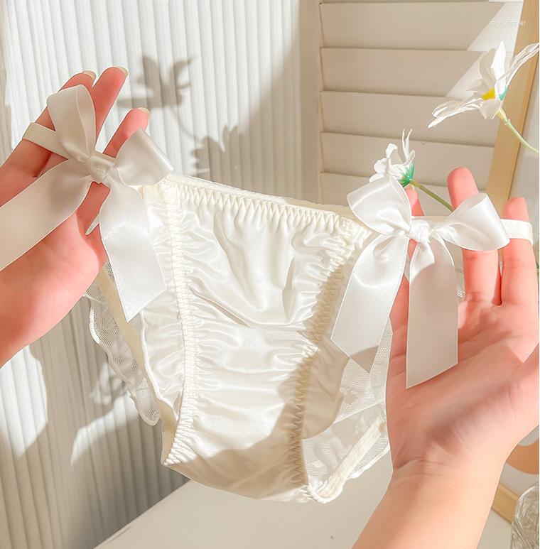 

Women's Panties Cute And Sweet Lace Edge Mesh Women's Underwear Ruffles Princess Style Lolita Low Waist Elastic Bow Triangle, Black