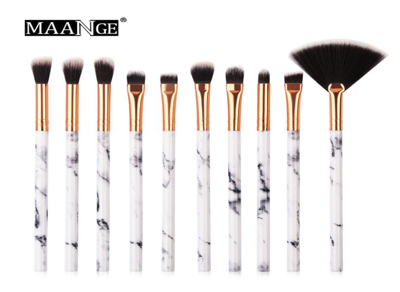

MAANGE 10PcsSet Professional Makeup Brushes Marbling Handle Eye Shadow Eyebrow Lip Eye Shadow Eyebrow Lip Powder Comestic Tools K5702953