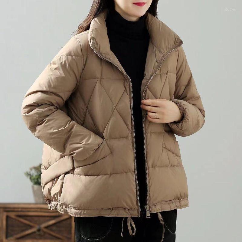 

Women's Down 2023 Korean Winter Warm Jacket Women Casual Loose Thick White Duck Harajuku Streetwear Coat Ku228, Black