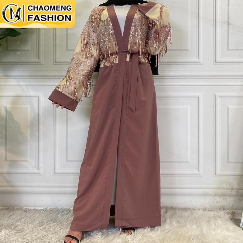 

Ethnic Clothing Middle East Fashion Tassels Sequins Dubai Abaya Muslim For Women Maxi Kaftan Turkey Islamic Kimono Ramadan Cardigan