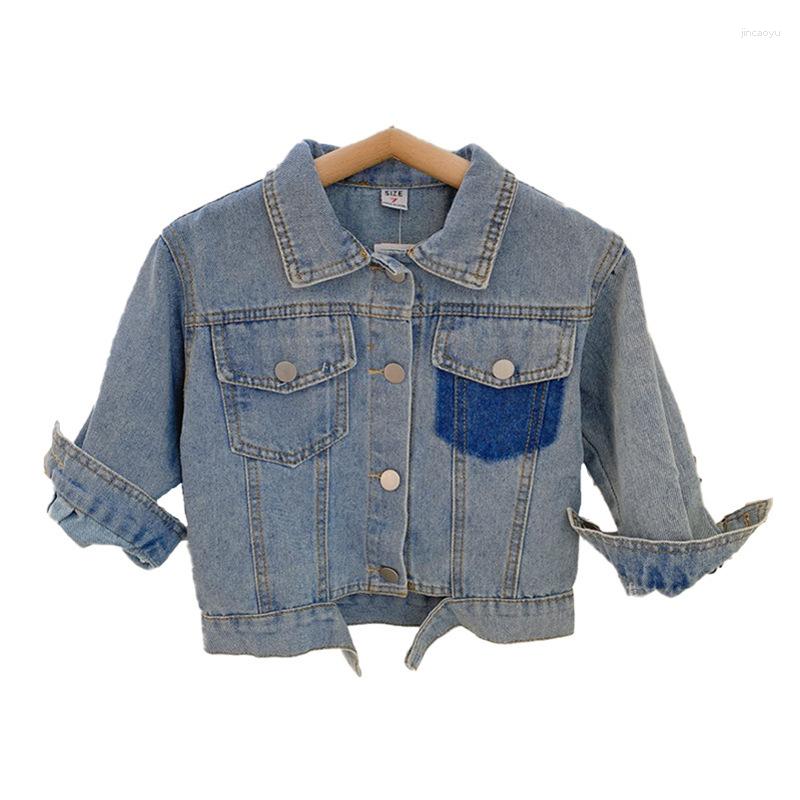 

Jackets Boys Girls' Denim Jacket Spring Autumn Retro Long Sleeve Short Coats Baby Casual Blue Jeans Cardigan Cotton Jaqueta Outerwear