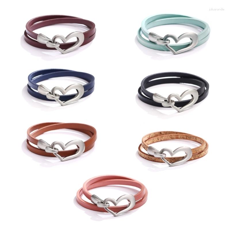 

Link Bracelets Est Design Black Simple Love Leather Charms Bracelet For Women Blank Amazing Width & Bangle