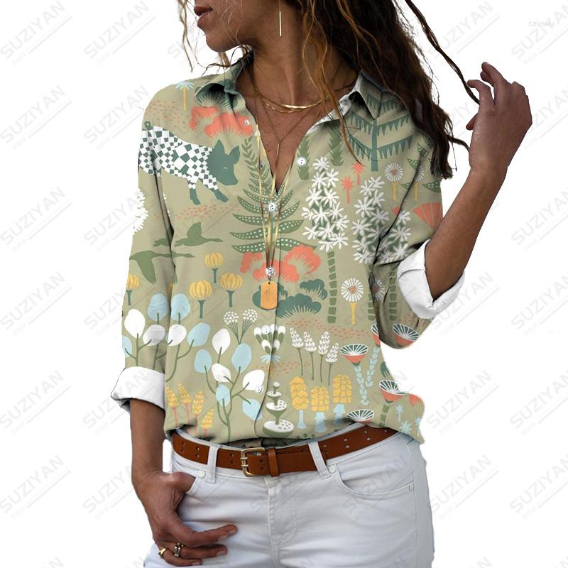 

Women' Blouses Spring/Summer Female Flowers Blouse Shirt Women 3D Print Fashion Casual Long Sleeve Tops, Lyl01806fe