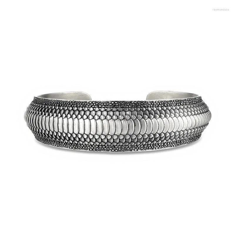 

Bangle Vintage Style Dragon Scales Open Cuff For Men Fashion Wrist Jewelry Raym22