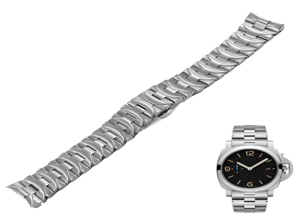 

Rolamy 24mm 316L Stainless Steel Watch Band Silver Double Push Clasp2529964