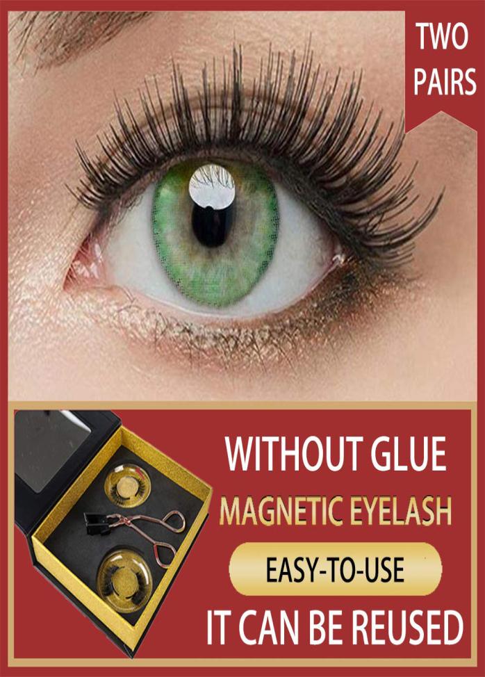 

2 pairs Magnetic Eyelashes Without Eyeliner 5D Reusable extension Magic Mink Fiber Lashes NO Glue Ultra Thin Magnet Light False Ey6990763