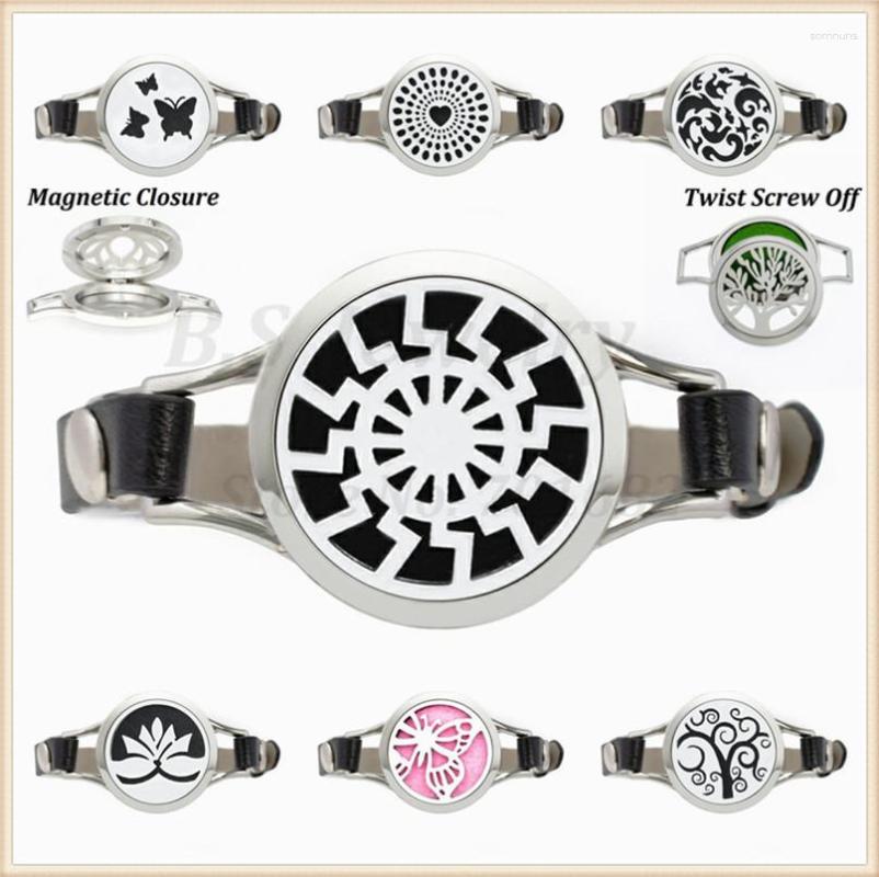 

Charm Bracelets 30mm Wrap For Women 7colors Leather Bracelet 10p Pads Perfume Diffuser Bangle Jewelry