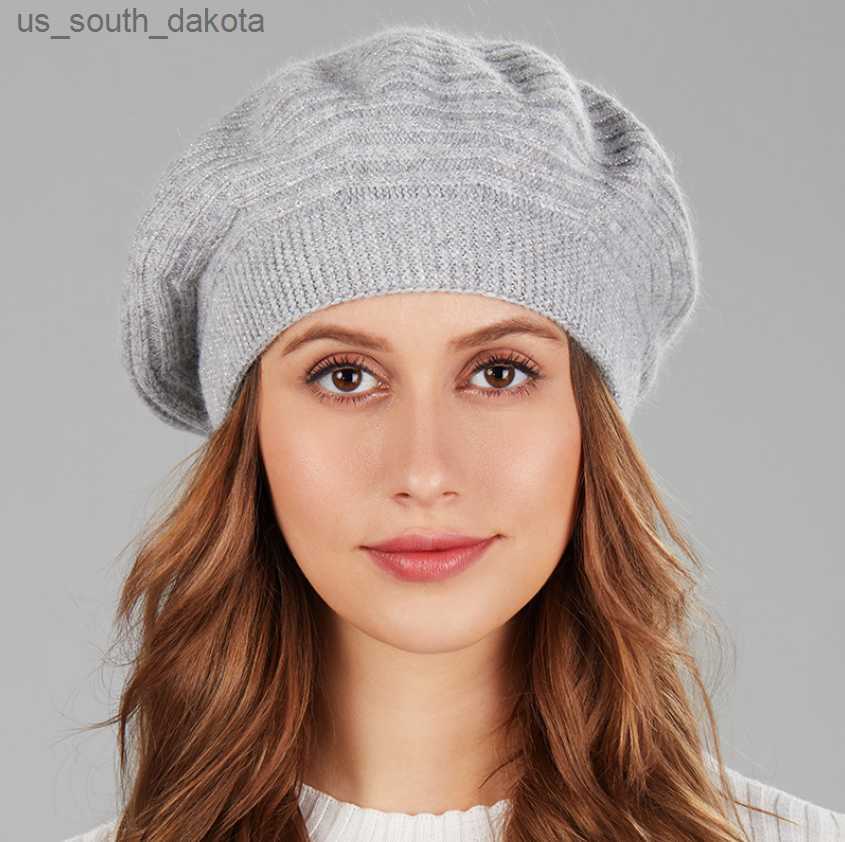 

New Women Beige Black Berets Fashion Solid Color Wool Knitted Berets With Ladies Beanie Beret cap Winter warm textured beret hat L230523, Dark grey
