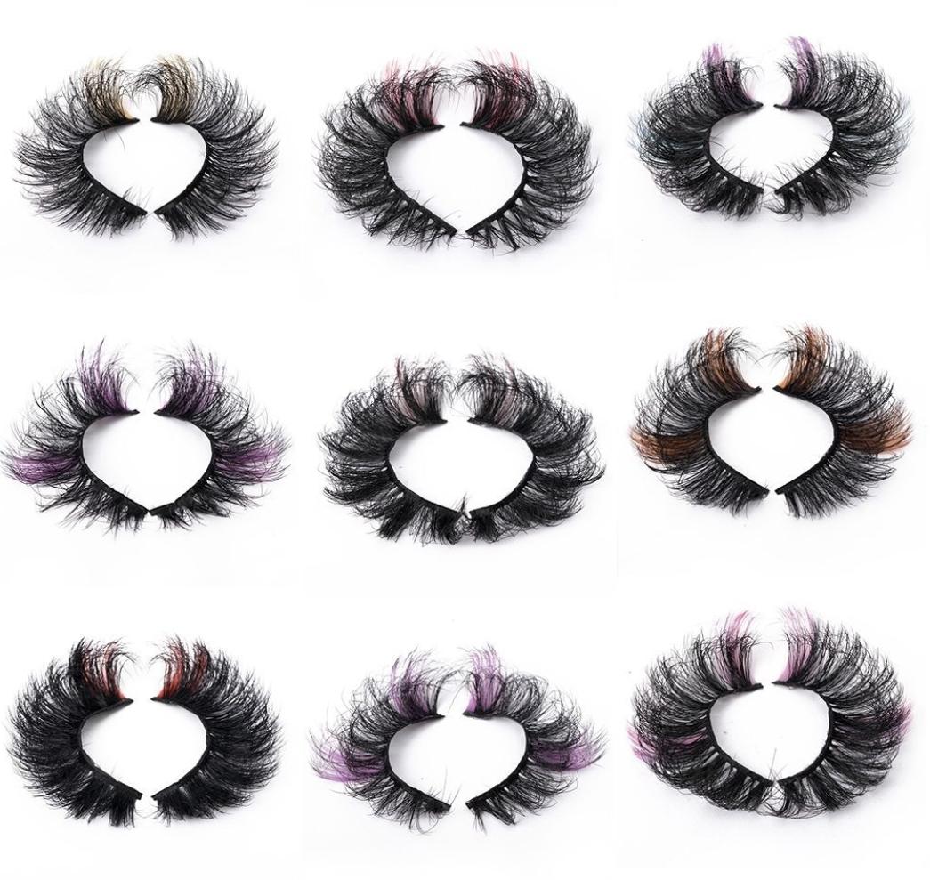 

Colored False Eyelashes 3D Fluffy Faux Mink Color Eye Lashes Strip Wipsy Multicolored Fake Lash for Daily Christmas Cosplay Party 3688950
