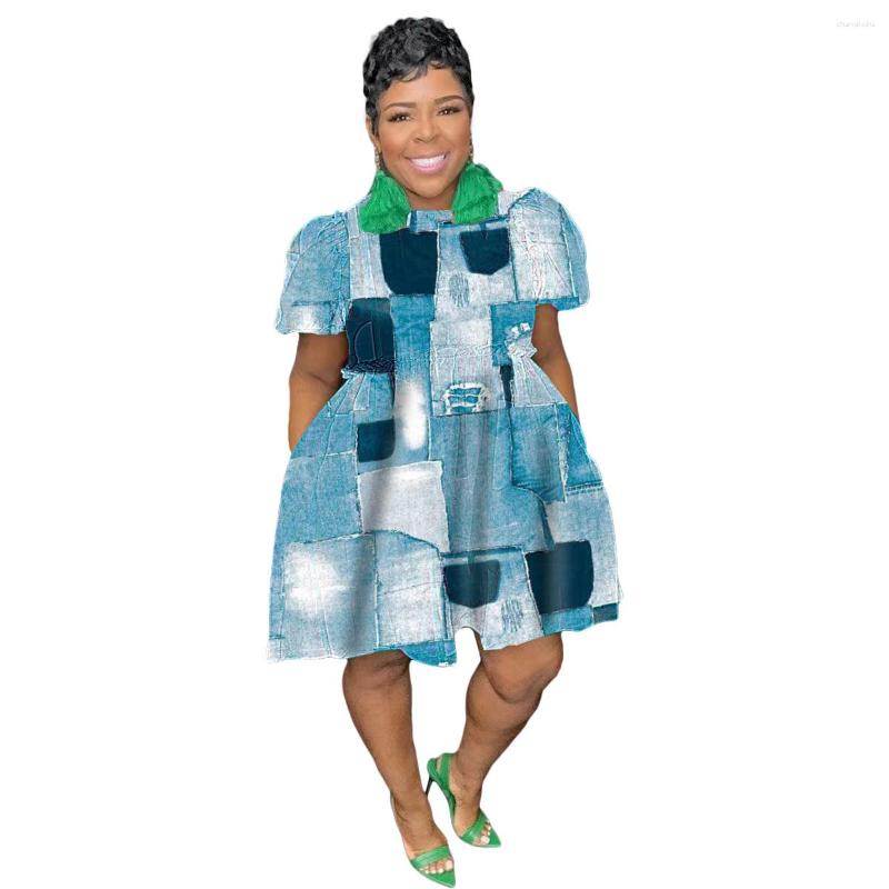 

Ethnic Clothing 2023 African Dresses For Women Summer Autumn Short Sleeve O-neck Polyester Printing Mini Dress Clothes