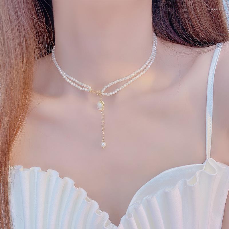 

Chains 2023 Pearl Beads Flower Charm Pendant&necklaces For Women Elegant Chain Necklaces Gift