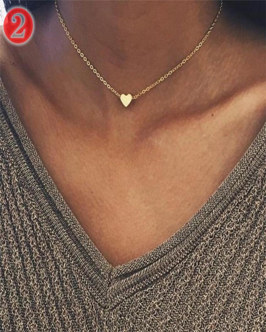 

20styles Tiny Heart Necklace for Women Chain Heart Shape Pendant Gift gold silver Ethnic Bohemian Choker Necklace4483080