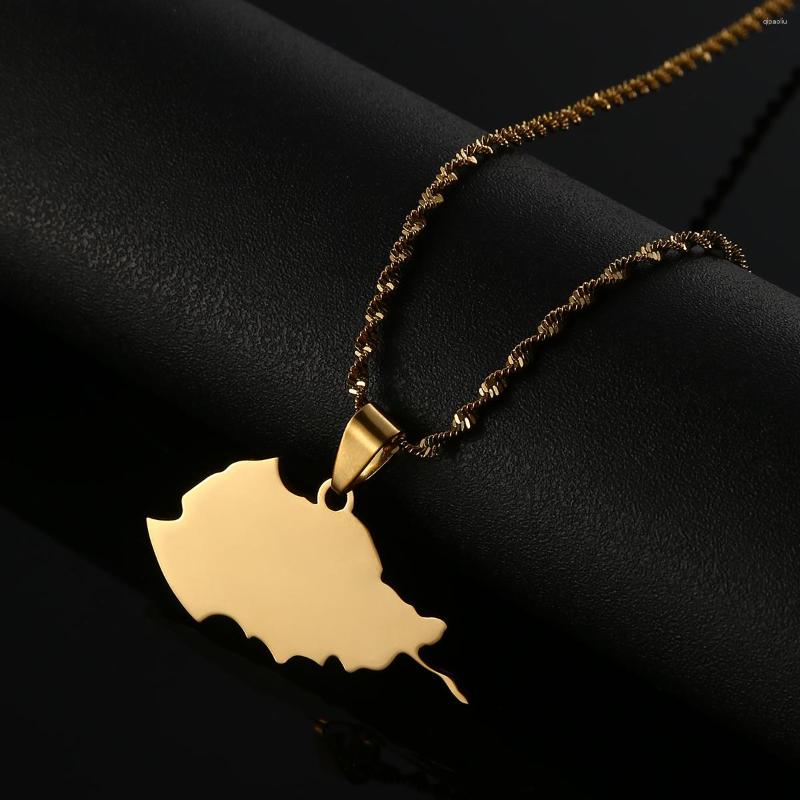 

Pendant Necklaces Stainless Steel Afghanistan Map Necklace For Women Gold Color Jewelry Gift