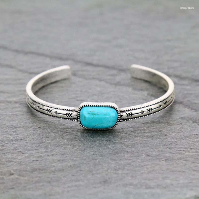 

Bangle Blue Natural Stone Arrow Pattern Bracelets For Women Party Gift Ladies Vintage Personalized Jewelry Accessories Wholesale
