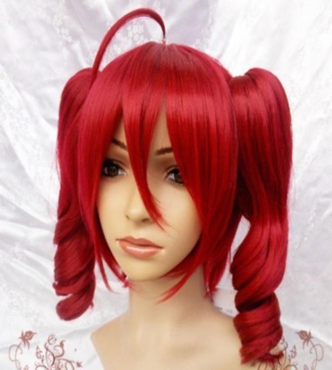 

100 Brand New High Quality Fashion Picture full lace wigsgtgt Vocaloid Teto Kasane Red Cosplay WIG 2 clips ponytail6094817
