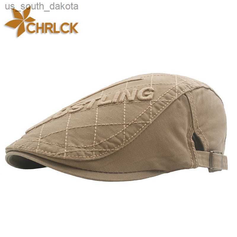 

CHRLCK Fashion Spring Beret Hat Men Retro Newsboy Retro Flat Cap Herringbone Duckbill Hat Painter Adjustable Gatsby Cabbie Cap L230523, Khaki