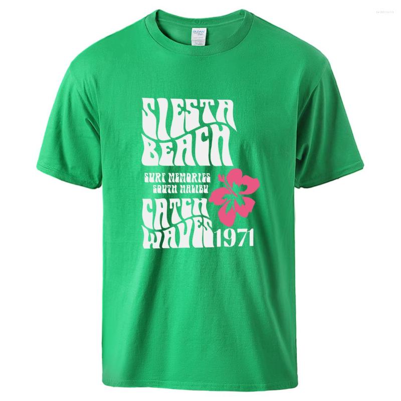 

Men' T Shirts Siesta Beach Catch Waves 1971 Printing Shirt Mens Oversized Loose T-Shirt Cotton Comfortable Clothes Basic Fashion Tee, Blue