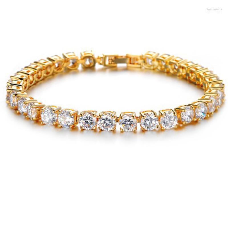 

Link Bracelets 5mm 24K Gold/Sliver Plated Zirconia Tennis Chain Unisex Hip-hop Bracelet Men Women Jewelry Gift 17.5cm Length Raym22
