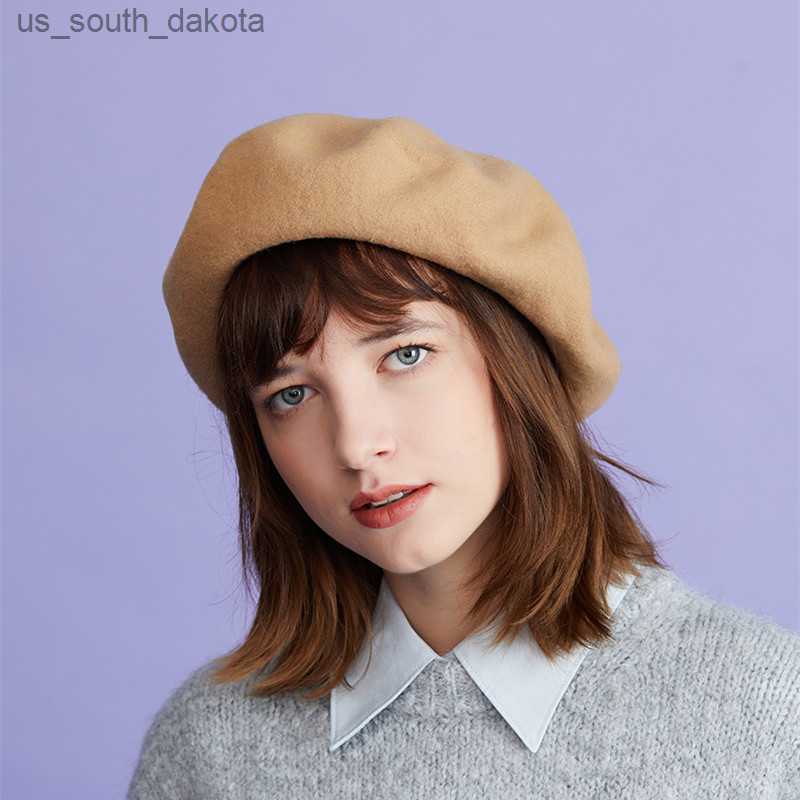 

Women Beret Handmade Woolen Felt Art Painter Hats Girl Gift Autumn Winter Vintage Woman Warm Berets Street Fashion L230523