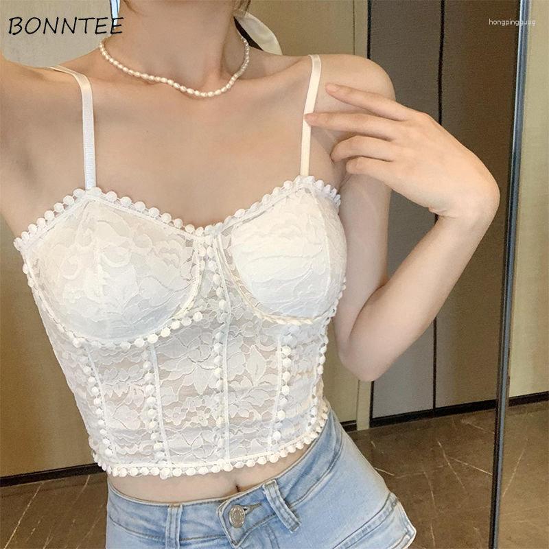 

Women's Tanks Camisole Women Sexy Solid Gentle Temper Casual Elegant Lace Lady Summer Personality Retro All-match Kawaii Simple Trendy Ins, White