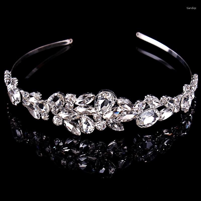 

Hair Clips Fashion Luxurious Clear Crystal Tiara Headband Rhinestone Women Hairband For Wedding Party