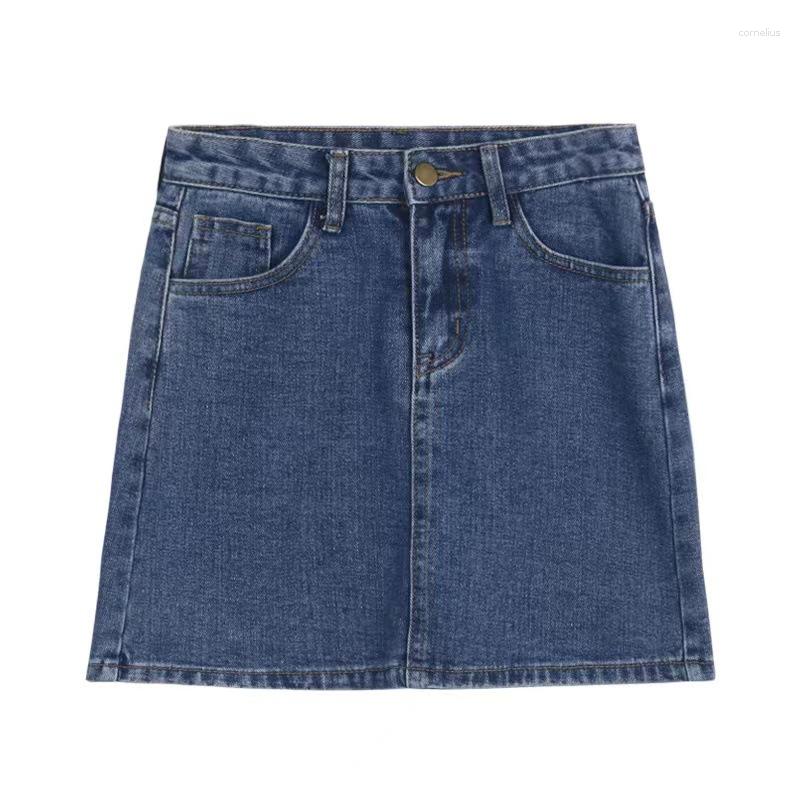 

Skirts Summer Skirt Casual Big Size Jeans Women' A-line Short High Waist Denim Vintage Tassel Female Clothing Hole, Blue