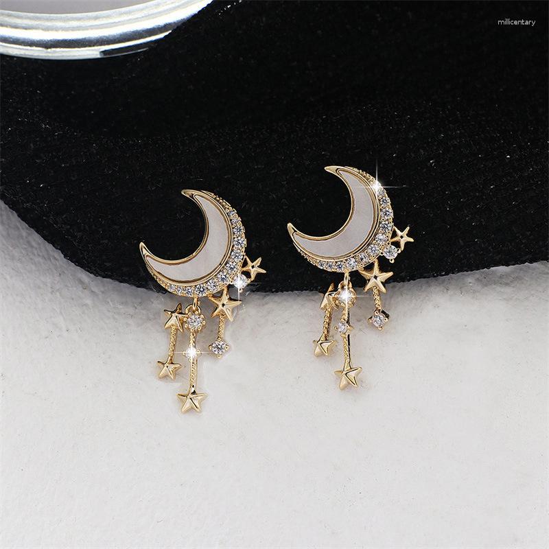 

Dangle Earrings 2023 Cute Crystal Star Tassel Vintage Golden Acrylic Moon Drop For Women Girls Elegant Wedding Party Jewelry