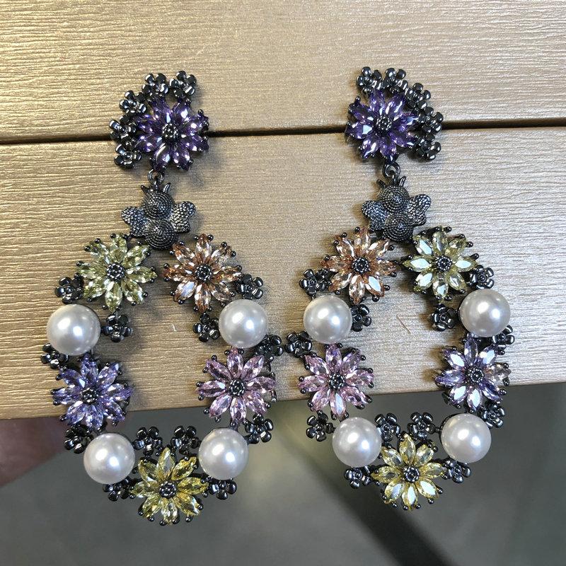 

Dangle Earrings Vintage White Pearl And Small Flower Cluster Earring For Women