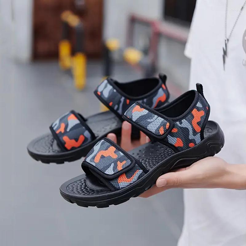 

Sandals Summer Camouflage Men Fashion Casual Mixed Color Sports Comfortable Non-slip Wear-resistant Outdoor Footwear, Black