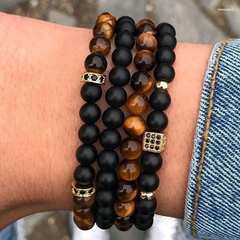 

Strand 2023 Luxury 2 Pcs/set Men Bracelet Sets Natural Blue Tiger Eye Stone Bead For Jewelry Gift Pulsera Hombre