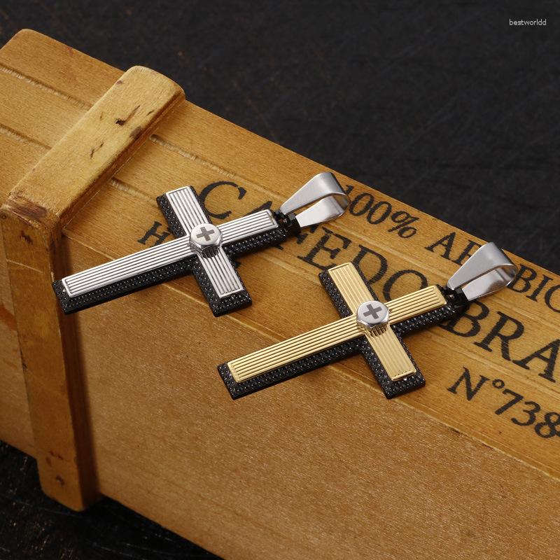 

Pendant Necklaces Simple Titanium Steel Trend Two-Color Cross Men's