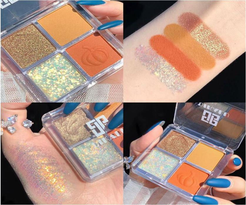 

New 4 Colors Glitter Eyeshadow Makeup Pallete Matte Eye Shadow Palette Shimmer And Pigment Diamond Eyeshadow Powder Shine Cosmetic8239512, Sky blue