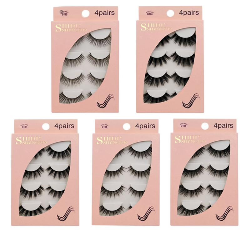 

ePacket 4 Pairs Of New Product Handmade Mink False Eyelashes Natural Slender Long ThreeDimensional Multilayer Eyelashes1840363