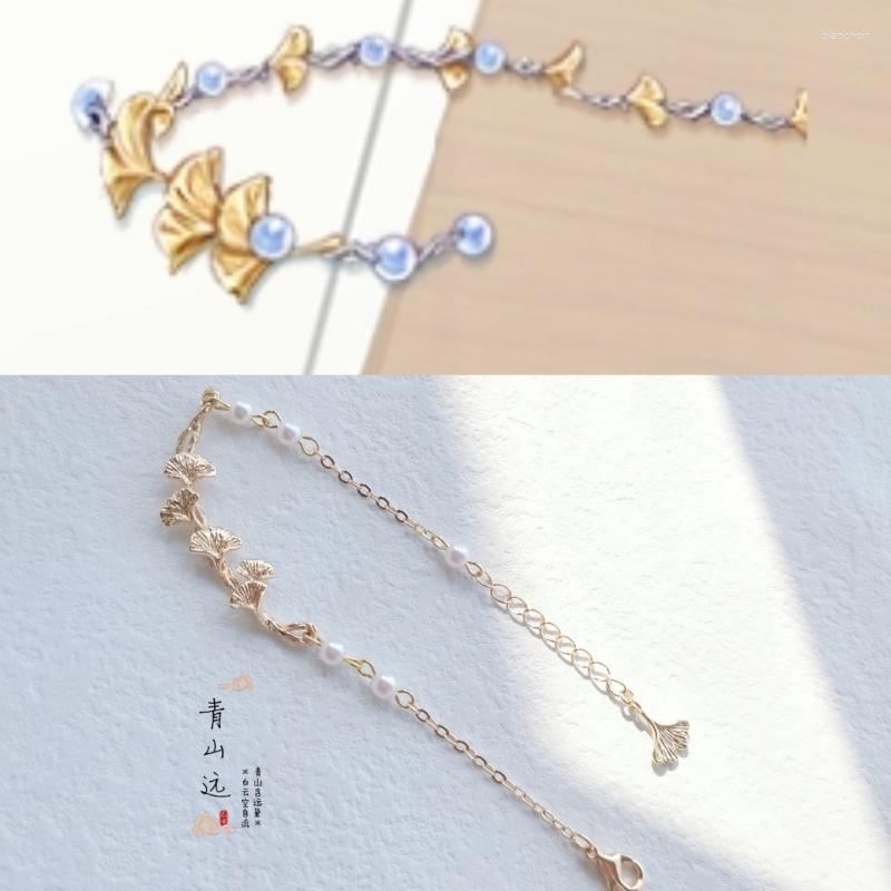 

Link Bracelets Love And Producer Coaplay Gavin Bangles For Women Ginkgo Leaf Accesorios Gold Color Jewelry Trend Anime