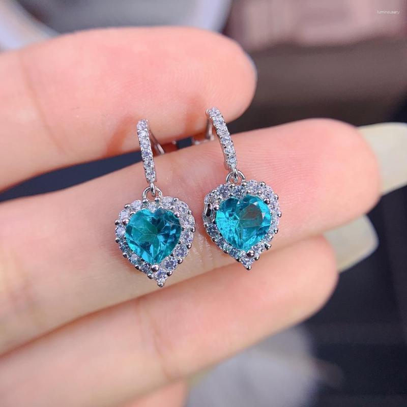 

Stud Earrings Natural Blue Paraiba Topaz 925 Sterling Silver Dangle Heart For Women