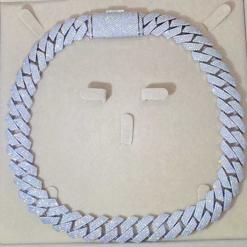 

Luxury Custom Jewelry Hip Hop Iced Out Mens Miami Diamonds Necklace Sterling Silver 4 Rows 20mm Cuban Link Chain