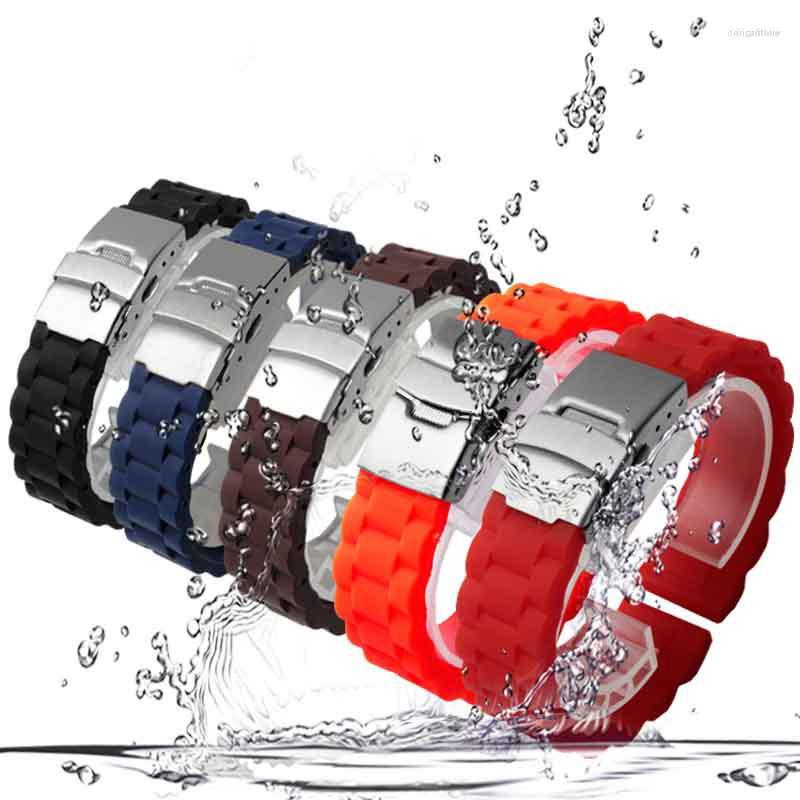 

Watch Bands PEIYI Waterproof Silicone Watchband 16mm 18mm Black Red Orange Strap For Huawei B3 B5 Smart Sport Bracelet Quick Release