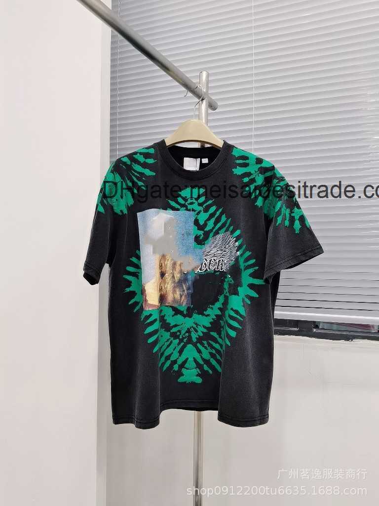 

AAAAA Designer Luxury T-shirt Bur Brand The correct version BU home foam tie dye printed wash round neck T-shirt high street casual versatile couple, Picture color
