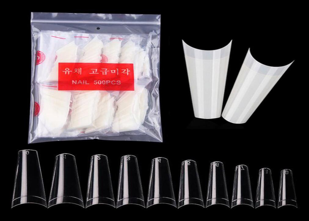 

500pcs per Bag Ballerina Half Cover False Nails French Coffin Fake Nail Clear Natural Flat Shape Tips3541154, Black