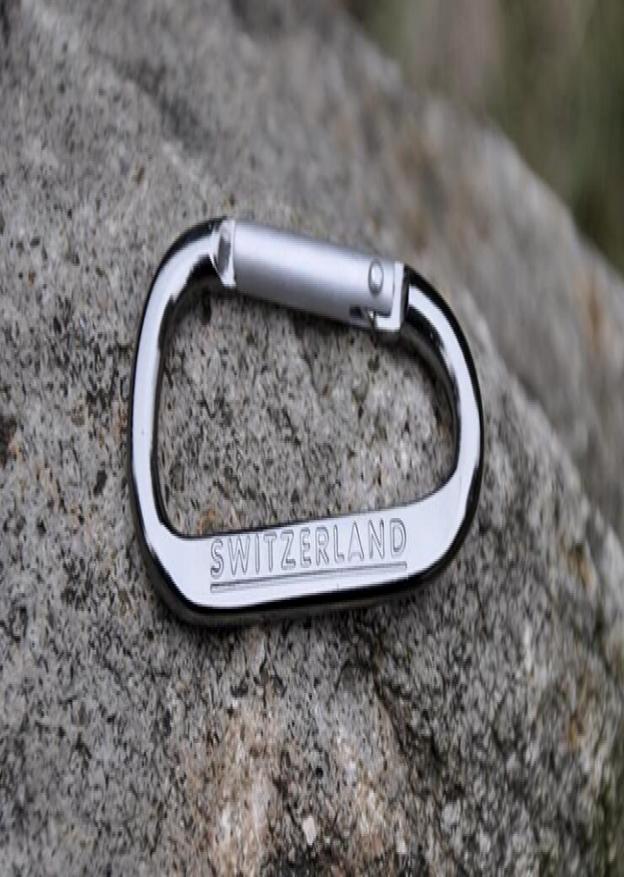 

E43 EDC Tool SWITZERLAND Carabiner ALICE kettle safety clasp Aluminum Clips Hook Backpack Hanging Buckle Outdoor Survival Keychai2567442, Black