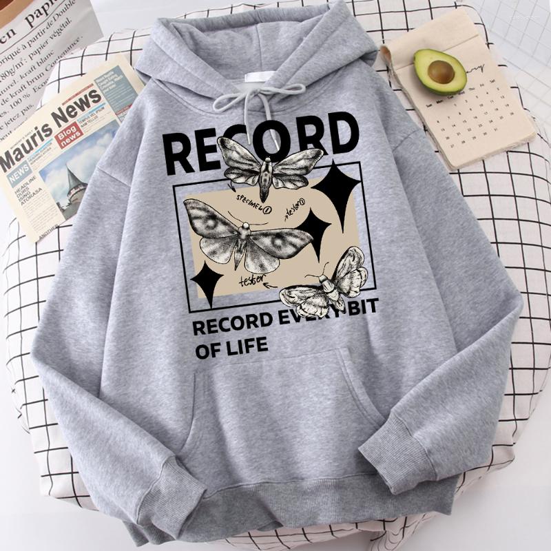 

Men' Hoodies Record Every Bit Of Life Man Quality Graphics Clothes Personality Vintage Clothing All-Match Harajuku Hoodie For Men, Beige