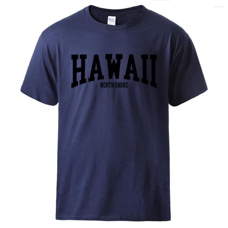 

Men' T Shirts Hawaii North Shore Printing Short Sleeve Men Soft Cotton Breathable Tshirts Fashion Novelty Tops Basic Original Loose Tee, Blue