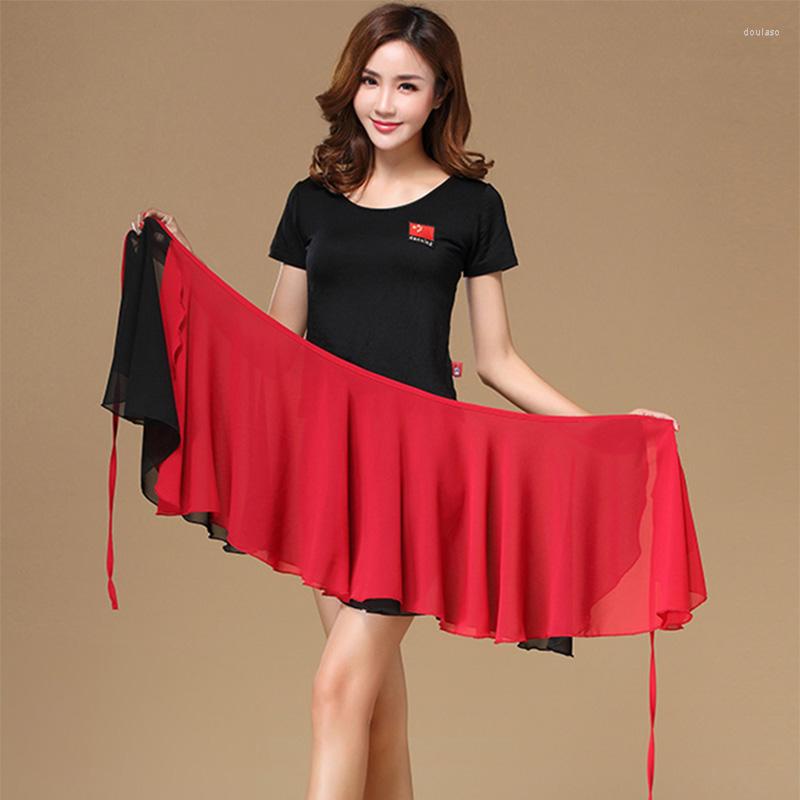 

Stage Wear Adult Latin Dance Skirt For Women Ballroom Practice Dancing Cha Tango Salsa Samba Rumba Training Outfit Hips Scarf, Black red