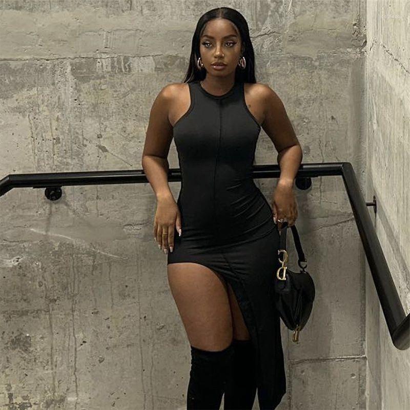 

Casual Dresses Setiadia Spring And Summer Clothes For Woman Sexy Spicy Girl Sleeveless Spliced Slim Fit Women Clothing 2023, Black