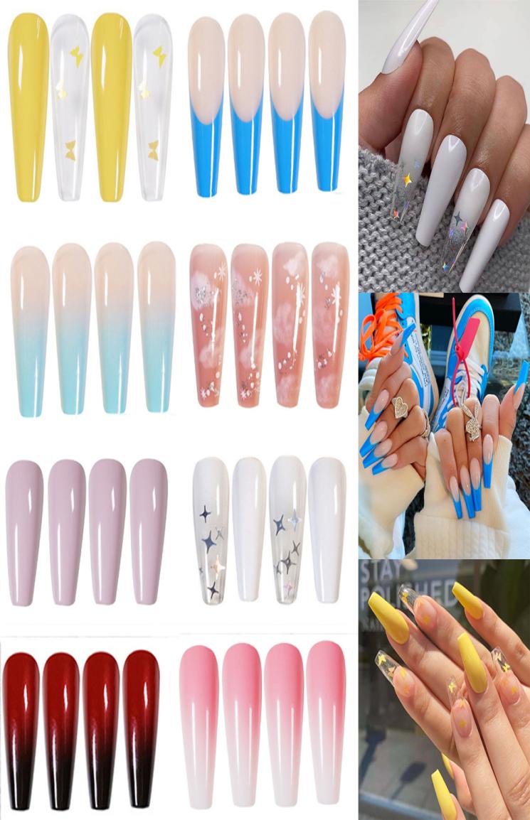 

24pcs Professional Fake Nails Long Ballerina Half French Acrylic Nail Tips Press On Nails Full Cover Manicure Beauty Tools3494096, Rose red